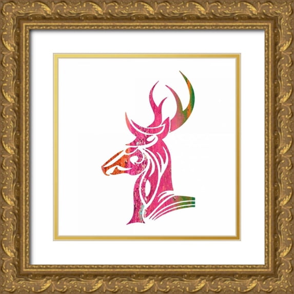Hogan, Melody 26x26 Gold Ornate Wood Framed with Double Matting Museum Art Print Titled - Tribal Buck 1
