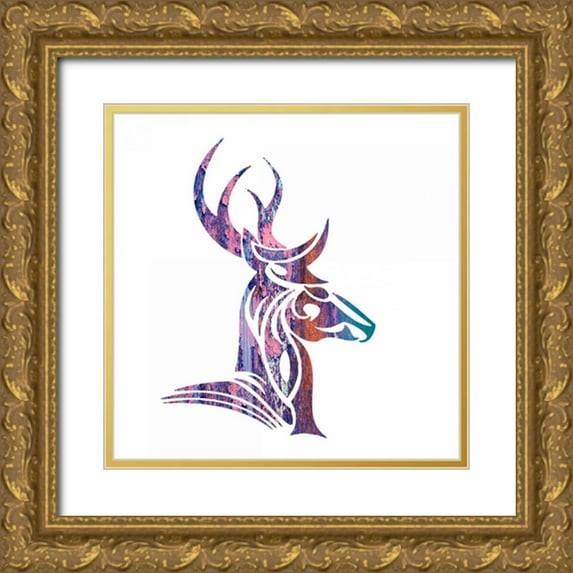 Hogan, Melody 26x26 Gold Ornate Wood Framed with Double Matting Museum Art Print Titled - Tribal Buck 2