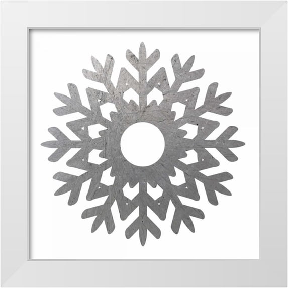 Hogan, Melody 26x26 White Modern Wood Framed Museum Art Print Titled - Silver Snowflakes 3