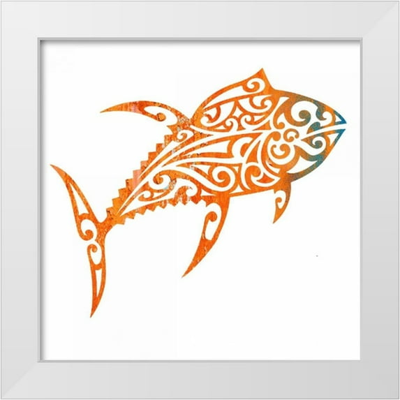 Hogan, Melody 26x26 White Modern Wood Framed Museum Art Print Titled - Tribal Koi 2