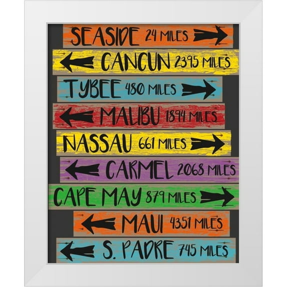 Hogan, Melody 26x32 White Modern Wood Framed Museum Art Print Titled - Beach Sign 1
