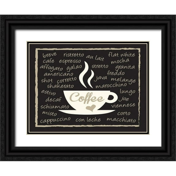 Hogan, Melody 32x25 Black Ornate Wood Framed with Double Matting Museum Art Print Titled - Mocha Coffee Cup