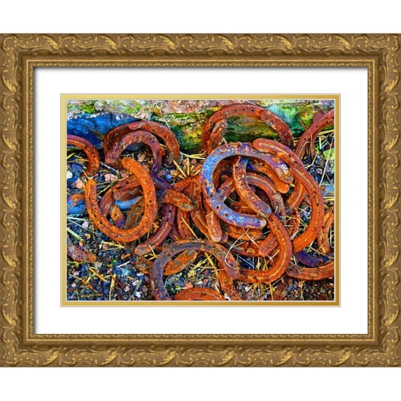 Hogan, Melody 32x25 Gold Ornate Wood Framed with Double Matting Museum Art Print Titled - Bright Horse Shoes