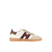 Hogan Refined Leather Sneakers With Suede Accents Neutrals Women's