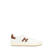Hogan White Low-Top Brown Accent Logo Sneakers White Men's