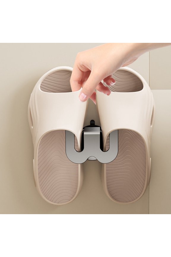 Hogarize Bathroom Slipper Rack–Durable Suction Cup Toilet Wall Drainage Storage Hook In Gray,No-Punching Wall Mounted Hanging A Pair of Slippers,Easy Installation for Organized Bathroom Spaces