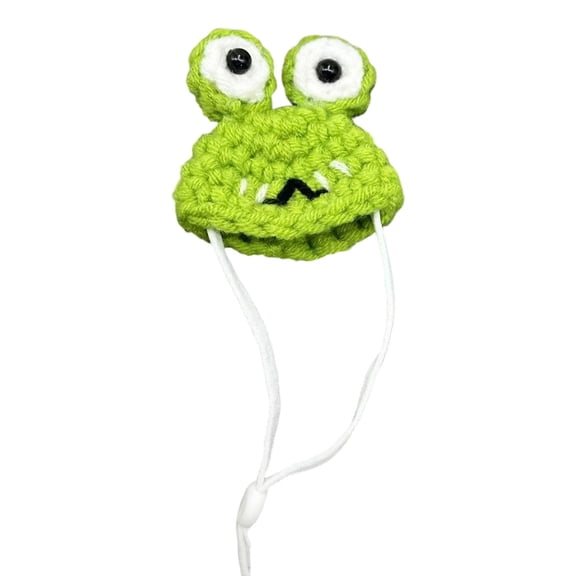 Hogarize Mini Hand Knitted Hat for Hamsters Bunnies Small Pets Cute Adjustable Strap Cap with Frog Carrot Rainbow Design for Pet Party Photo Shoot or Costume Wear