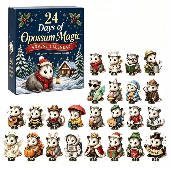 Reduce!Possum themed Christmas Advent Calendar 24-Day Ornament Collection Gift Box