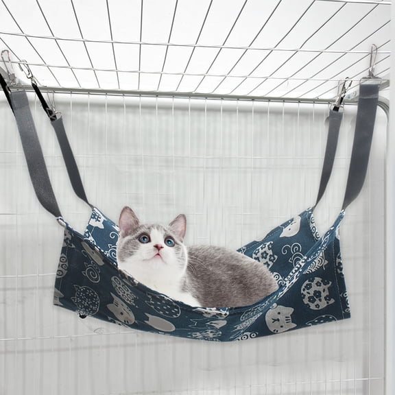 Hogarize Reversible Pet Hanging Hammock,Soft Breathable Cage Bed with Straps & Metal Hooks,Double-Sided Hanging Bed for Cats & Small Dogs