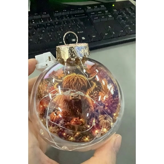 Reduce!forest Wildlife Fall Glass Ball Hanging Ornament Pumpkin Maple Leaf Thanksgiving Christmas Tree Decor