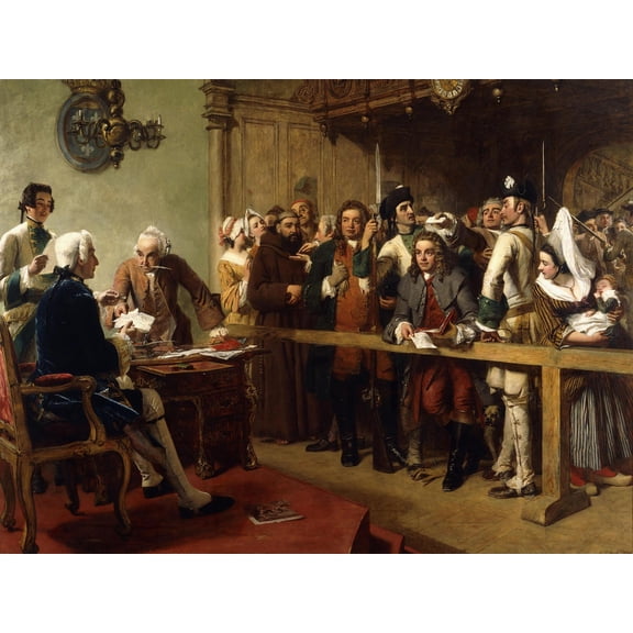 Art.com Hogarth Brought Before the Governor of Calais as a Spy Giclee Print by William Powell Frith, 24" x 18"