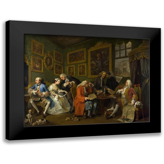 Hogarth, William 14x12 Black Modern Framed Museum Art Print Titled - Marriage A la Mode 1 The Marriage Settlement