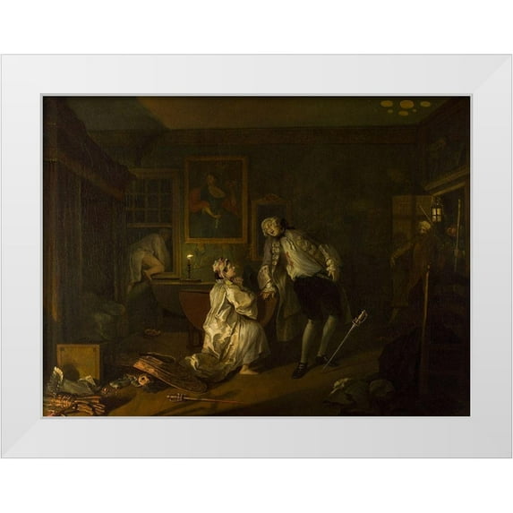 Hogarth, William 14x12 White Modern Wood Framed Museum Art Print Titled - Marriage A la Mode 5 The Bagnio