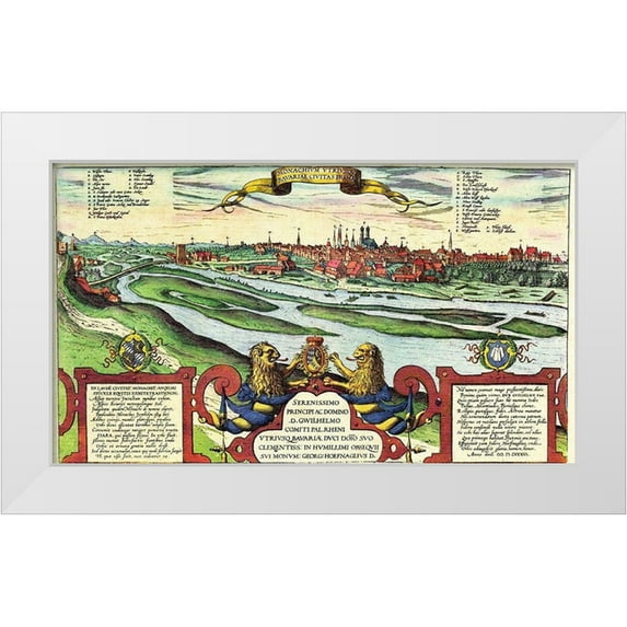 Hogenberg, Braun 14x10 White Modern Wood Framed Museum Art Print Titled - Munich Munchen Germany