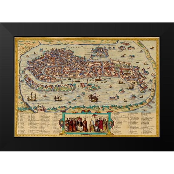 Hogenberg, Braun 14x11 Black Modern Framed Museum Art Print Titled - Venice Italy