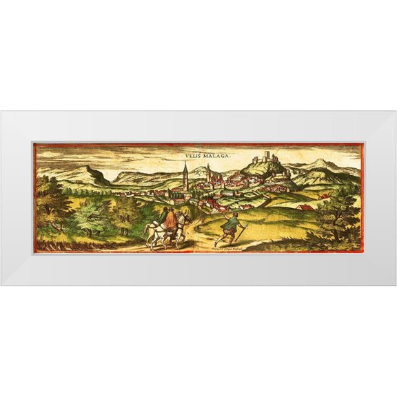 Hogenberg, Braun 14x7 White Modern Wood Framed Museum Art Print Titled - Velez Malaga Spain