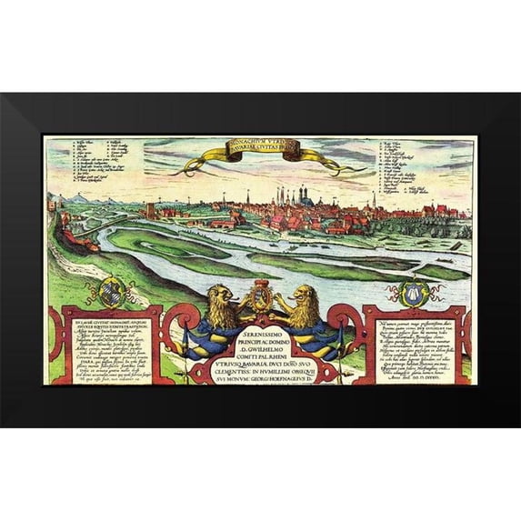 Hogenberg, Braun 18x12 Black Modern Framed Museum Art Print Titled - Munich Munchen Germany