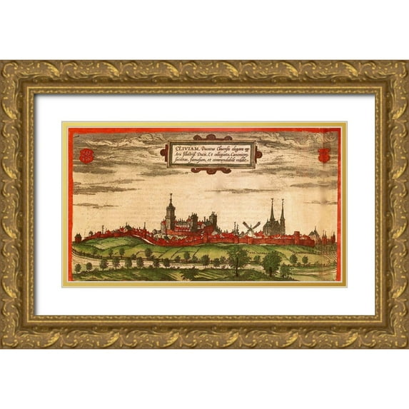 Hogenberg, Braun 18x12 Gold Ornate Wood Framed with Double Matting Museum Art Print Titled - Kleve Germany