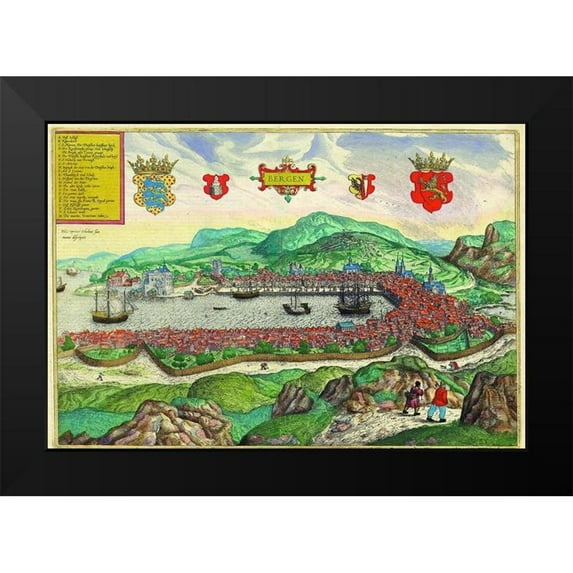 Hogenberg, Braun 18x14 Black Modern Framed Museum Art Print Titled - Bergen