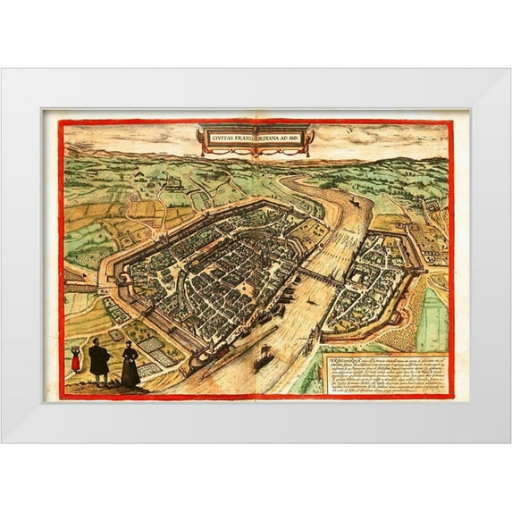 Hogenberg, Braun 18x14 White Modern Wood Framed Museum Art Print Titled - Frankfurt Am Main