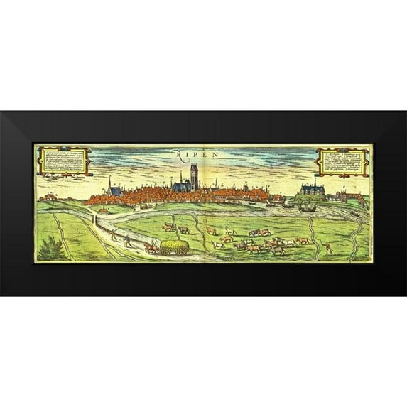 Hogenberg, Braun 24x11 Black Modern Framed Museum Art Print Titled - Ribe Denmark