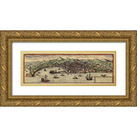 Hogenberg, Braun 24x11 Gold Ornate Wood Framed with Double Matting Museum Art Print Titled - Genoa