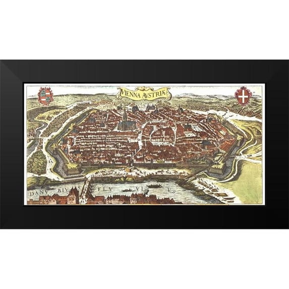 Hogenberg, Braun 24x14 Black Modern Framed Museum Art Print Titled - Vienna Austria Wien