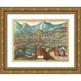 thumbnail image 1 of Hogenberg, Braun 24x19 Gold Ornate Wood Framed with Double Matting Museum Art Print Titled - Fondi Italy, 1 of 4