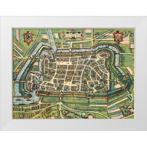 Hogenberg, Braun 32x25 White Modern Wood Framed Museum Art Print Titled - Edinburgh Scotland