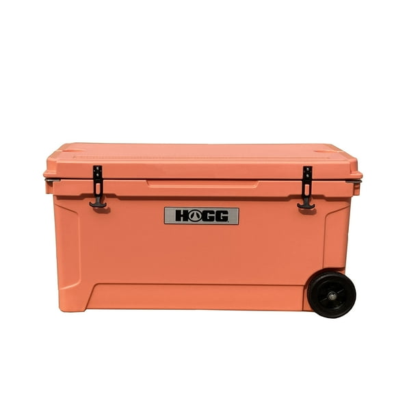 Hogg (Desert Flower) 110 QT Insulated Cooler with Wheels and Handles, Rolling Ice Chest with Wheels, Rotomolded Wheeled Coolers for Camping, Drinks, Outdoors