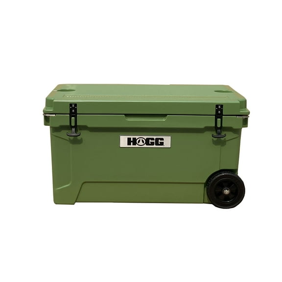 Hogg (Watercress) 65 QT Insulated Cooler with Wheels and Handles, Rolling Ice Chest with Wheels, Rotomolded Wheeled Coolers for Camping, Drinks, Outdoors