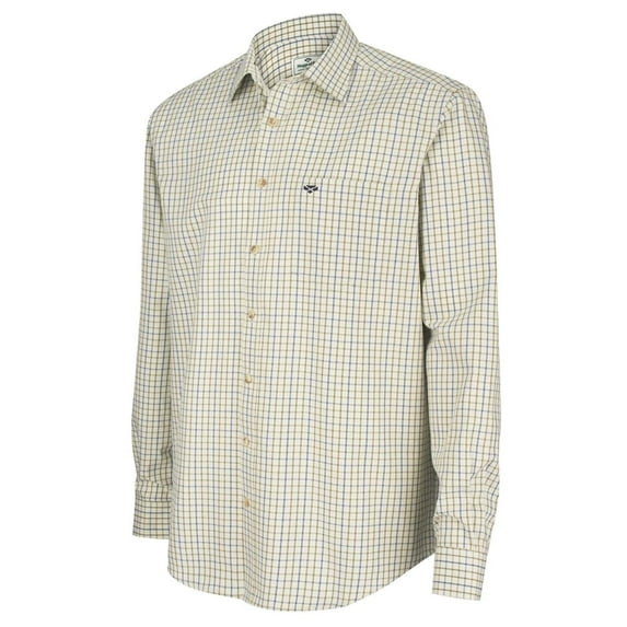 Hoggs of Fife Inverness Cotton Tattersall Shirt - Navy/Olive Medium Blue