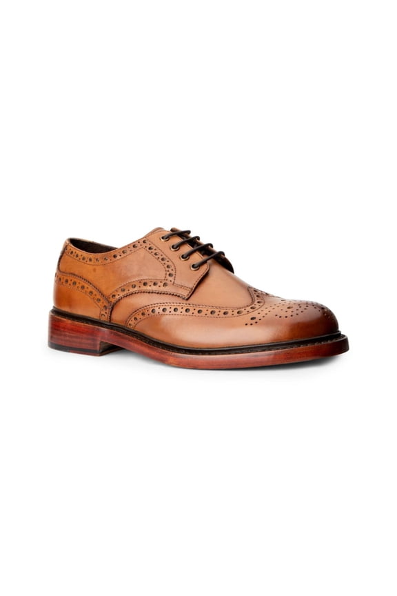 Muirfield Brogue Shoe Rubber Sole Burnished Tan UK 10.5