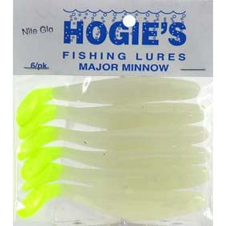Hogie's 4 Major Minnow Soft Bait,, Night Glow, 6 Count 