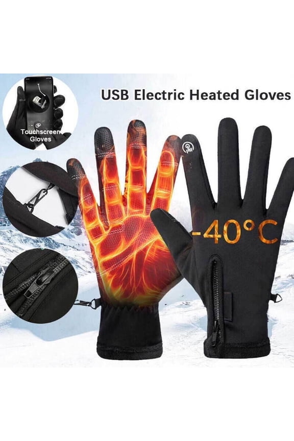 1Pair Black Thermal Winter Gloves for Men & Women, Windproof Touch Screen Design with Zipper, Ideal for Skiing, Hiking, Cycling & Outdoor Activities