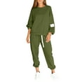 thumbnail image 1 of Hogleaql 2 Piece Sweatsuit for Women Plus Size Long Sleeve Lounge Drawstring Sweatshirt Wide Leg Sweatpants Solid Color Loose Outfits Trendy Fall Winter Tracksuit with Pockets 2025 Army Green XL, 1 of 4