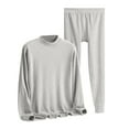 thumbnail image 1 of Hogleaql 2 Sets Men's Thermal Underwear Set Underwear Base Layer Cre Wneck Long Sleeve Shirt Pants Set Warm Pjs Slim Fit Fashion Cotton Sleepwear Light Gray L, 1 of 4