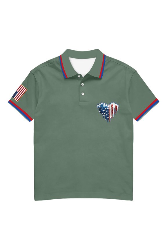 250 Years American Flag Polo Shirt for Men Short Sleeve Collared 4th Of July Button Blouse 250th Anniversary Usa Patriotic Casual Tunic Tshirt Light Green 3XL