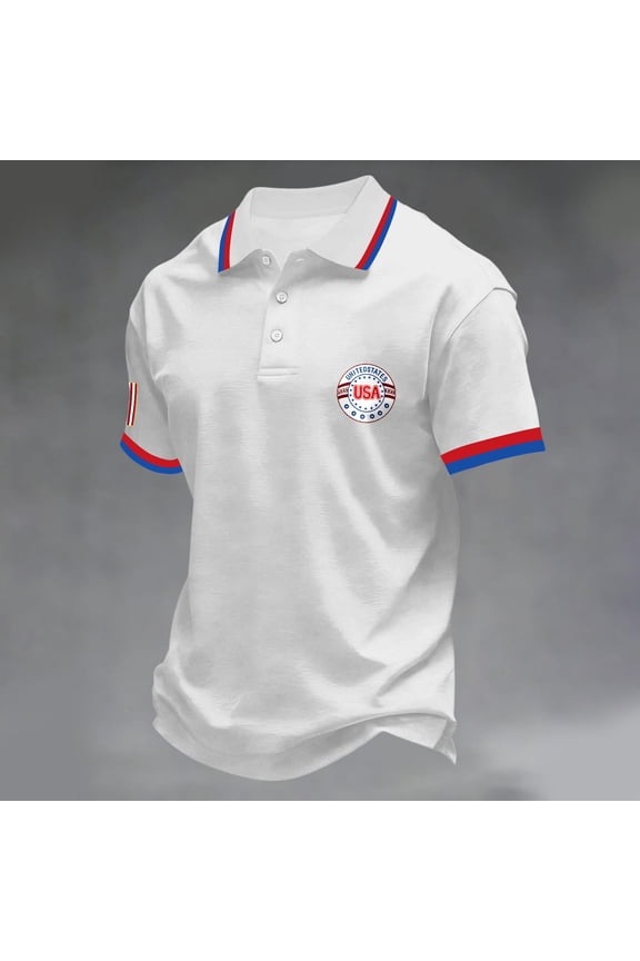 250th Anniversary Polo Shirt for Men Short Sleeve Collared Usa 1776-2026 Button Tops Independence Day Patriotic Casual Tunic Shirts Tops White 3XL