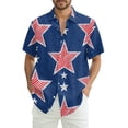 thumbnail image 1 of Hogleaql 4th Of July Hawaiian Shirts for Men 4th Of July American Flag Graphic Short Sleeve Patriotic Shirts Collared Button Dressy Summer Beach Casual Shirts for Men Dark Blue L, 1 of 6