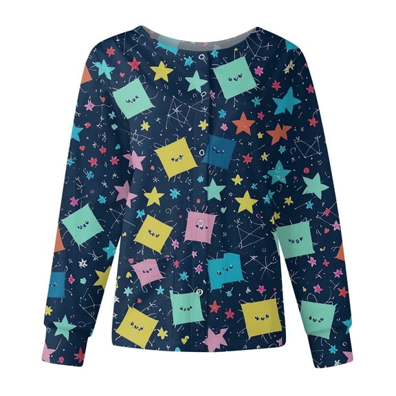 Hogleaql Black Scrub Jackets for Woman Long Sleeve Floral Print Scrub Tops Snap Front Cute Plus Size Nurse Jacket Nursing Working Uniforms