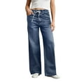 thumbnail image 1 of Hogleaql High Waist Straight Legg Jeans for Women Trendy Going Out Stretchy Straight Leg Button Denim Jeans with Pockets Oversized Pants BlueXXL, 1 of 4
