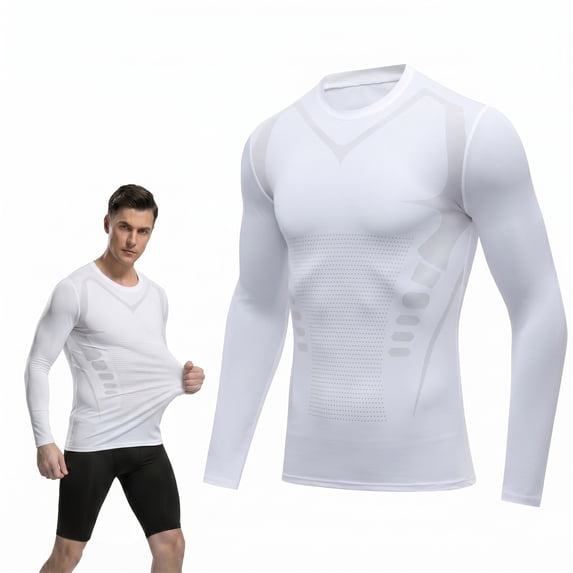 Hogleaql Men's Compression Shirt Long Sleeve Quick Dry Athletic Workout Tops Sports Base Layer Undershirts Running T-Shirt White S