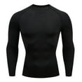 thumbnail image 1 of Hogleaql Men's Compression Shirts Running Crew Neck Quick Dry Long Sleeve Undershirt Gym Baselayers Tops Sport Athletic Fitness Muscle T-Shirts Black M, 1 of 3