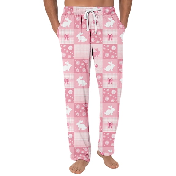 Hogleaql Men's Easter Pajama Pants Lounge Drawstring Bunny Rabbit ...