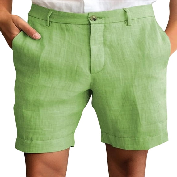 Hogleaql Men's Golf Dress Shorts 9 Inch Flat Front Stretch Hybrid Lightweight Quick Dry Chino Shorts with Pockets Fluorescent Green L
