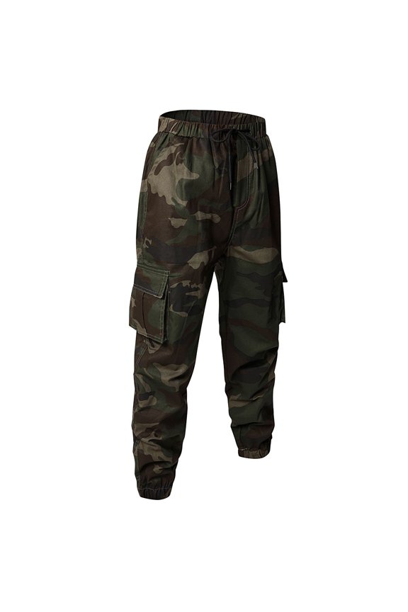Men's Ripstop Tactical Cargo Pants Trendy Waterproof Active Stretch Pants with Multi-Pockets Loose Fit Lightweight Solid Color Pant Camouflage XXL