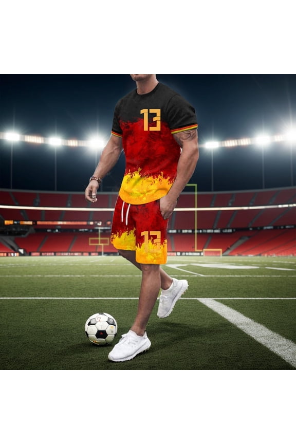 Men's Short Sleeve Tracksuit 2 Piece Crewneck Short Sleeve T-Shirts and Shorts 2026 Summer Set with Pockets Drawstring Waist Relaxed Fit Fashion Loose Fit Matching Outfits Multicolor XL