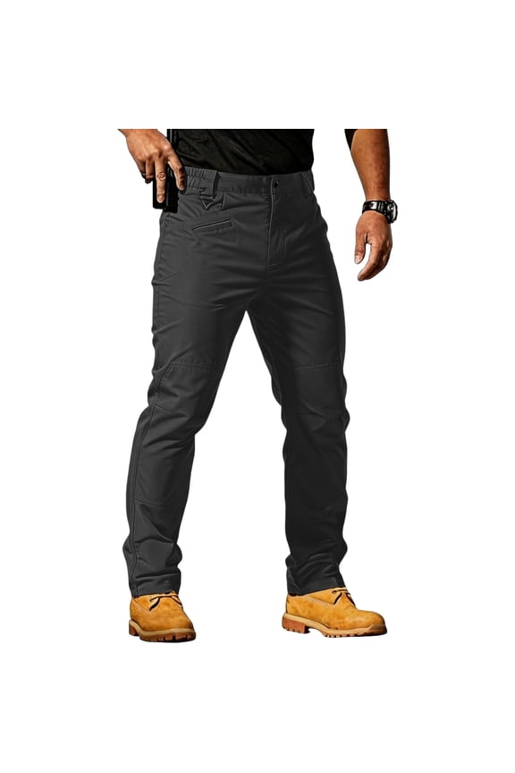 Men's Tactical Cargo Pants Trendy Waterproof Hiking Ripstop Stretch Pant with Multi-Pockets Loose Lightweight Solid Color Pants Black M