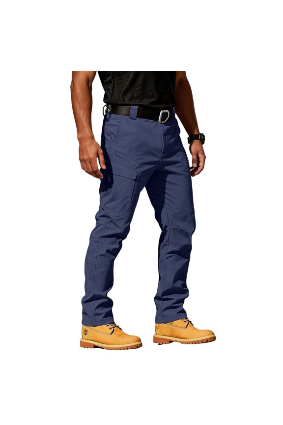 Men's Tactical Pants Dressy Water Resistant Active Ripstop Stretch Pant with Multi-Pockets Cargo Loose Lightweight Solid Color Pants Navy XL